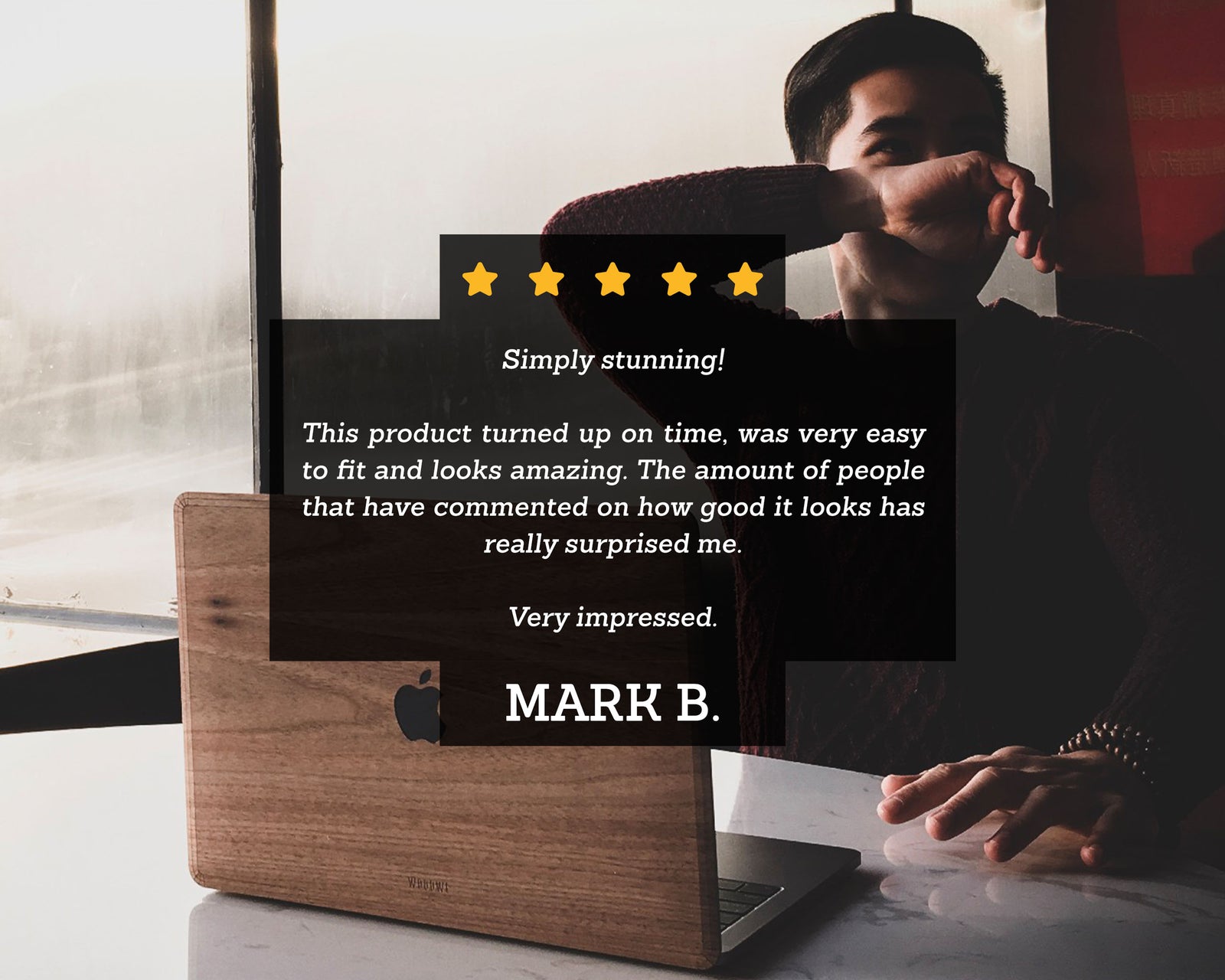 Wolf in the woods - Minimal - Macbook Wood Skin