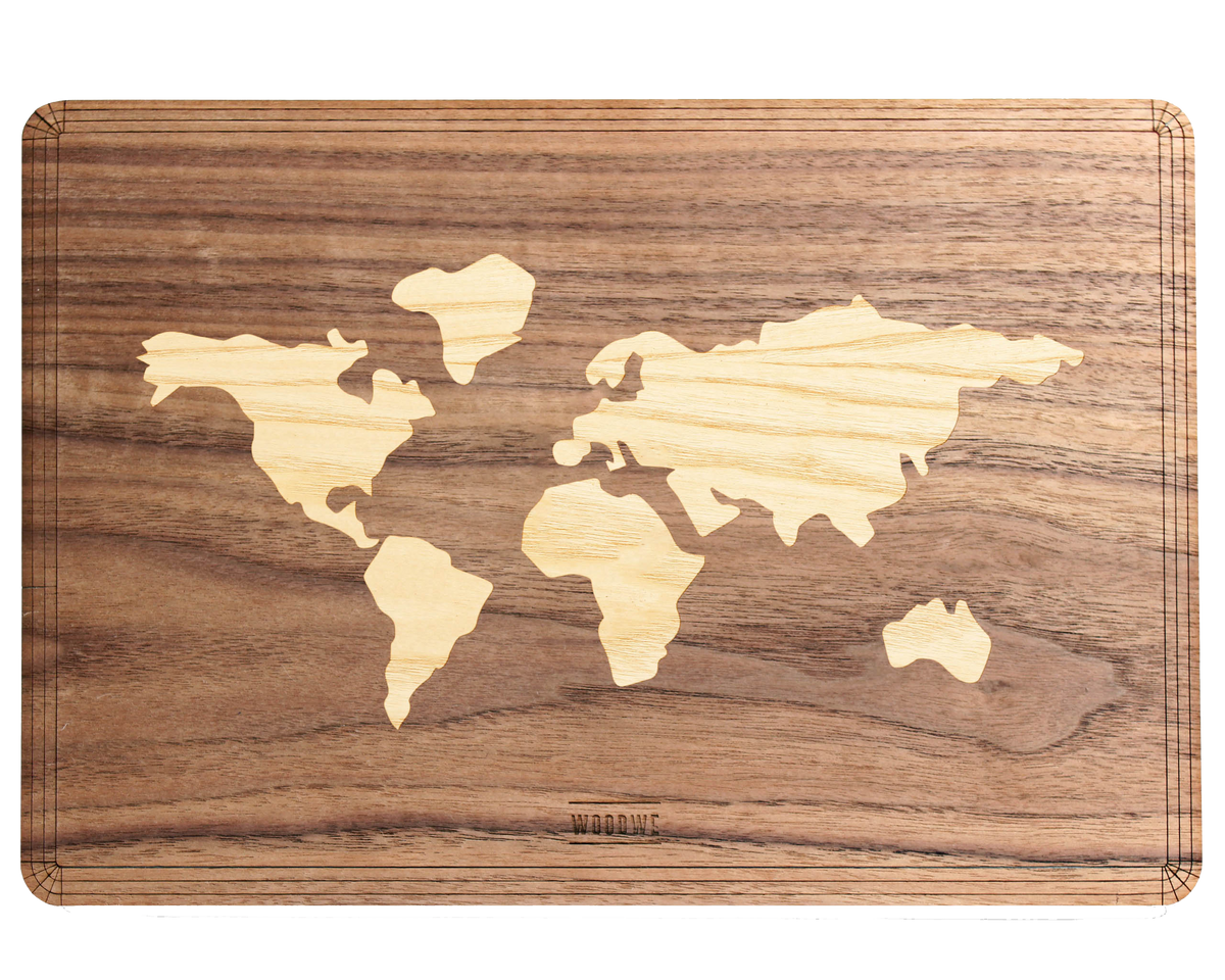 World Map - Macbook Wood Skin